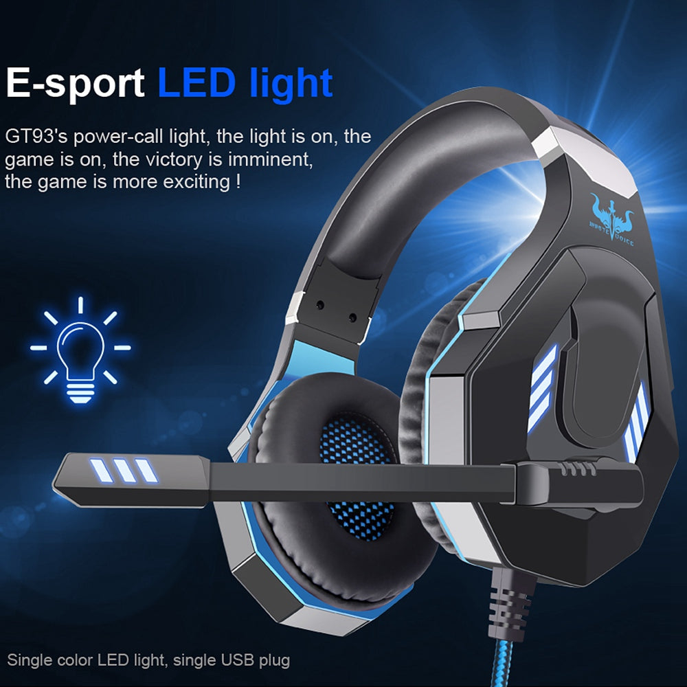 OVLENG GT93 LED Lighting E-Sport Headphones Head-mounted Gaming Headset with Clip-on Remote Control USB+3.5mm Plug OVLENG GT93 LED Lighting E-Sport Headphones Head-mounted Gaming Headset with Clip-on Remote Control USB+3.5mm Plug